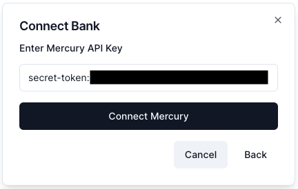 Enter Mercury API into Finicom